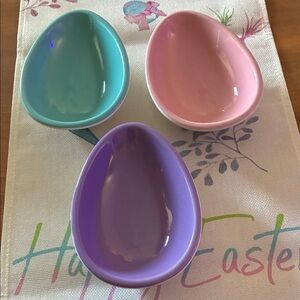 Chantal Pastel Egg-Shaped Ceramic Dishes - Set of 3 (Mint, Pink, Lavender)